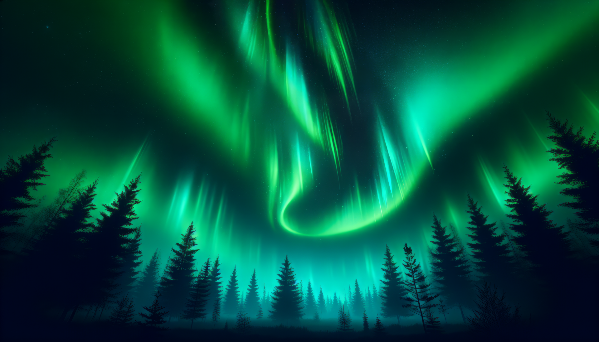 Enchanting Aurora Borealis Forest Wallpaper by QuantumCurator
