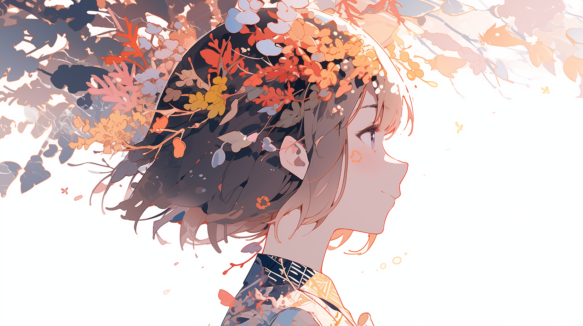 Anime Girl in Autumn: HD Floral Wallpaper by robokoboto