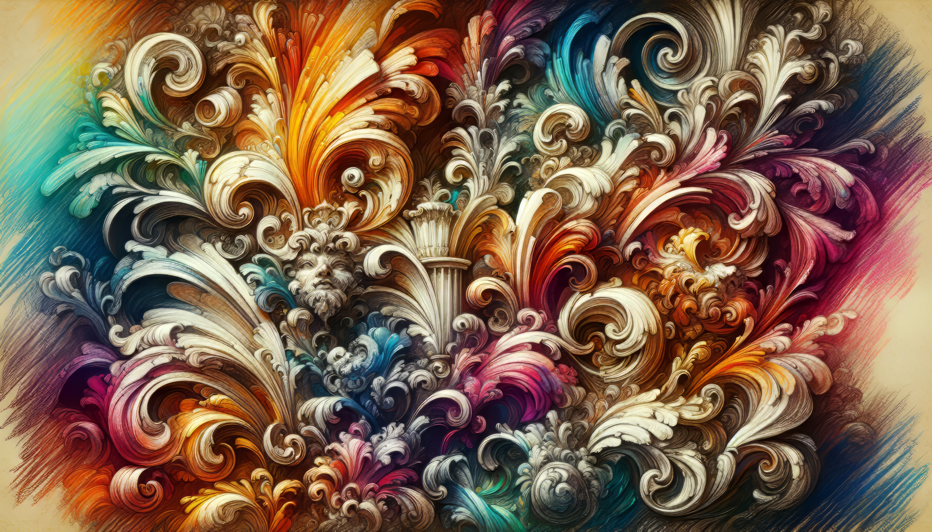 Abstract colorful swirls and floral patterns in HD desktop wallpaper.