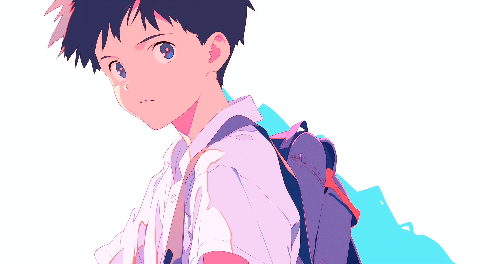 HD wallpaper featuring Shinji Ikari from Neon Genesis Evangelion anime with a minimalist aesthetic for desktop backgrounds.