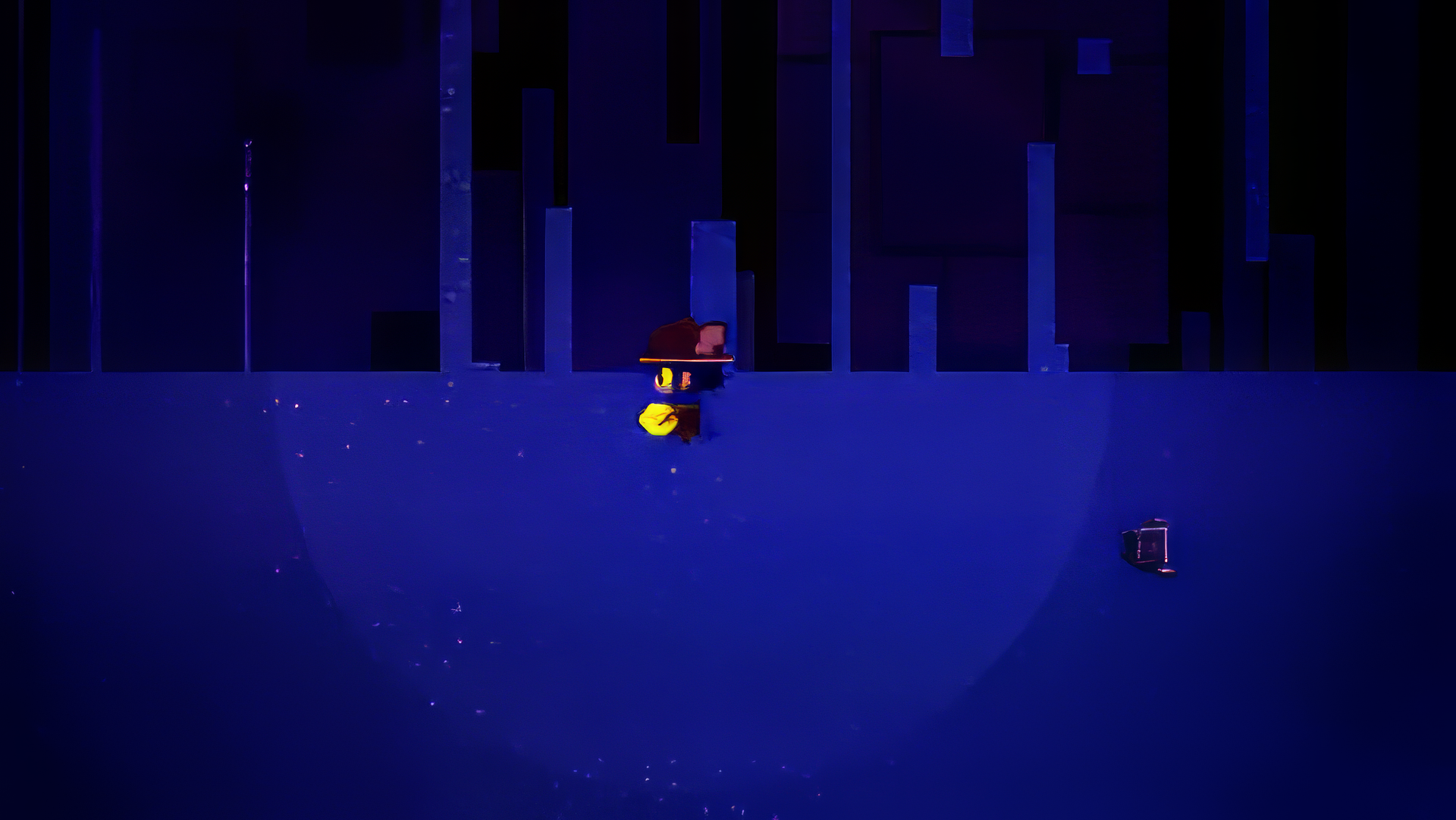 HD wallpaper featuring a scene from OneShot video game with the main character standing amidst a mystical, dark landscape.