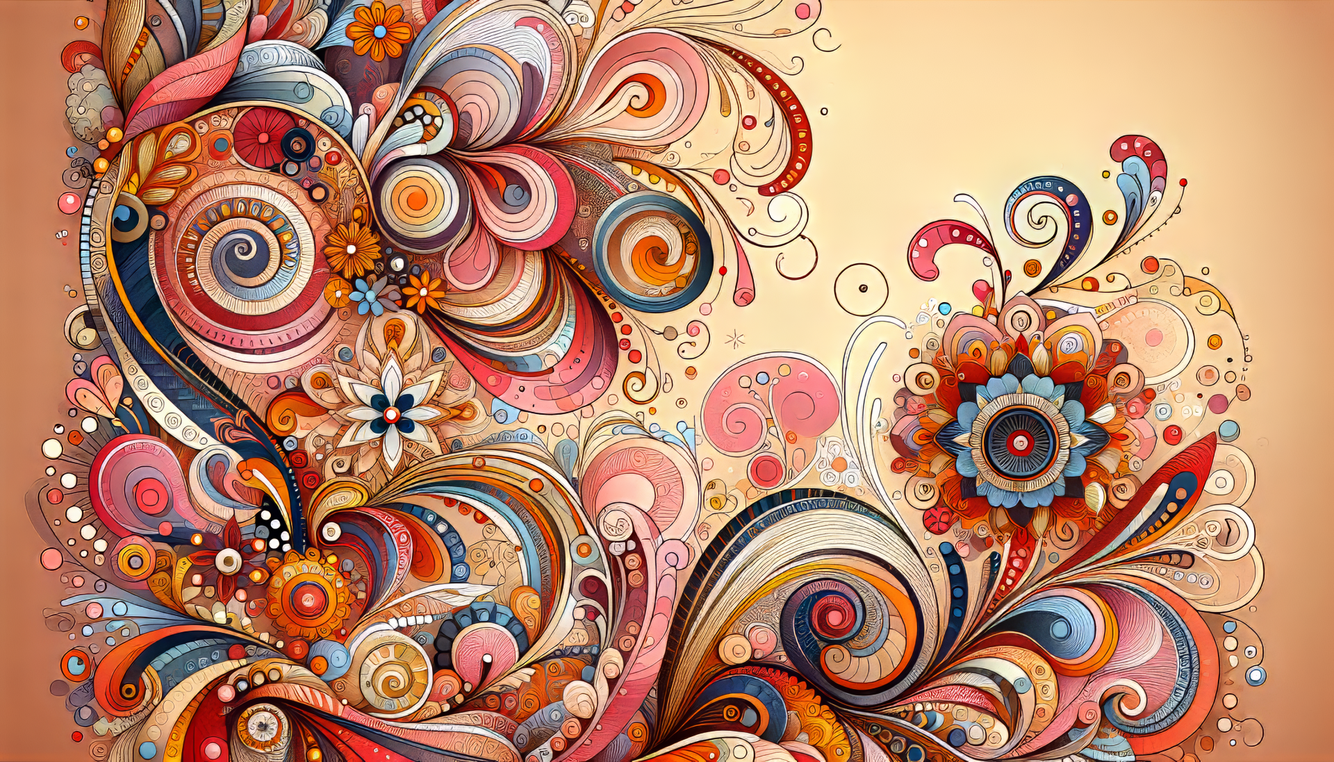 HD abstract floral design desktop wallpaper with swirls and colorful patterns.