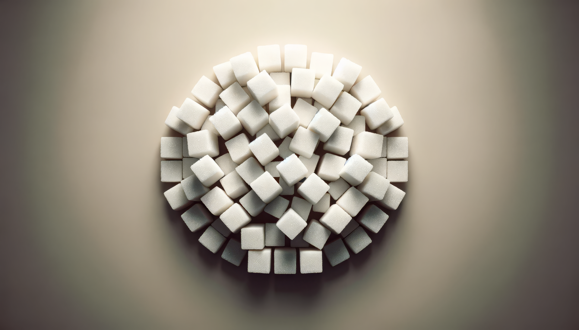 A circular arrangement of sugar cubes on a subtle gradient background, designed as a HD desktop wallpaper.