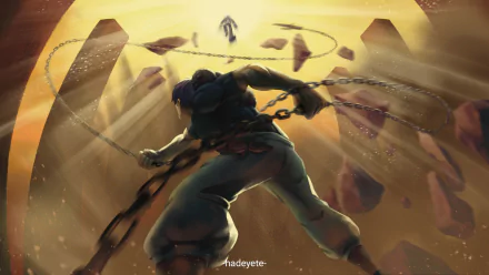 HD PC desktop wallpaper featuring Toji Fushiguro from the anime Jujutsu Kaisen, showcasing dynamic action with dramatic lighting and intense atmosphere.