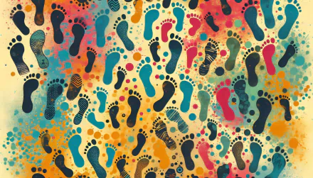 Colorful footprint pattern HD desktop wallpaper with a vibrant background of assorted footprints.