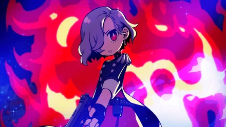 Stylish HD wallpaper of Persona 5 character with vibrant red and blue background for desktop.