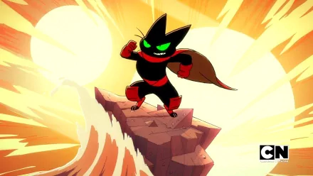 HD wallpaper from Mao Mao: Heroes of Pure Heart showing the main character striking a heroic pose against a dynamic orange background.