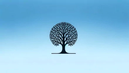 Minimalist tree silhouette against a light blue gradient, HD desktop wallpaper.