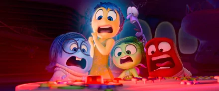HD desktop wallpaper featuring characters from 'Inside Out 2' showing a range of emotions.