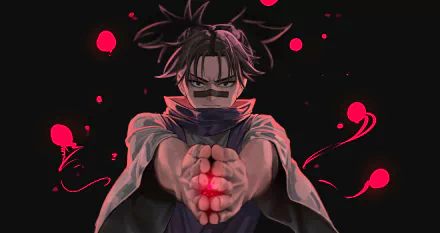 Anime-style 4K Ultra HD wallpaper featuring Choso from Jujutsu Kaisen with glowing red orbs and dynamic dark background elements.