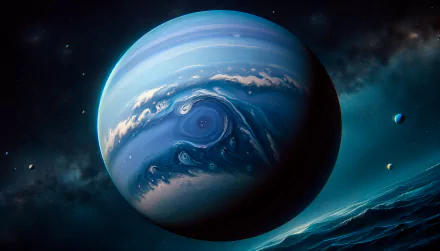 HD Wallpaper of Planet Neptune with Atmospheric Clouds in Space.