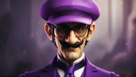 Waluigi character design purple outfit mustache video game HD Desktop Wallpaper | Background Image