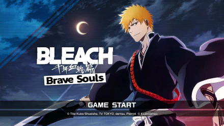 HD desktop wallpaper featuring Bleach: Brave Souls video game with a stylized illustration of the protagonist and 'GAME START' text.