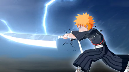 HD wallpaper of a Bleach: Brave Souls video game character wielding a sword with dynamic energy effects.