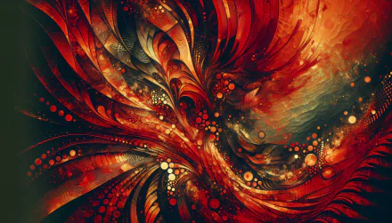 HD abstract fractal wallpaper featuring swirling red and orange patterns with intricate details.