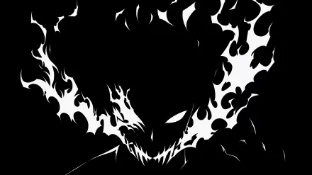 A dark anime silhouette features a menacing figure with a flame-like design, creating a striking HD PC desktop wallpaper for fans of phonk and dark aesthetic art.