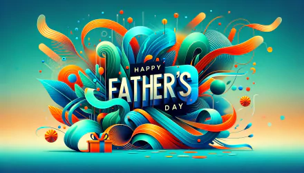 Colorful Happy Father's Day HD wallpaper with abstract design and festive greeting text.