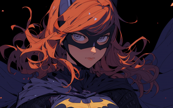 HD Wallpaper of Batgirl with dynamic orange hair and mask, perfect for desktop background.