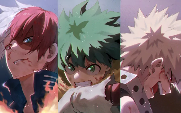 Shoto Todoroki Izuku Midoriya Katsuki Bakugou Anime My Hero Academia HD Desktop Wallpaper | Background Image