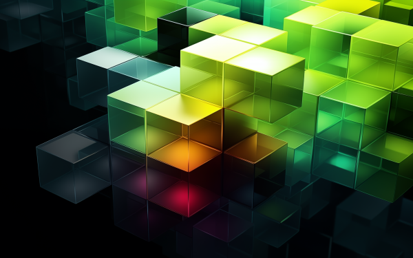 HD wallpaper featuring a colorful 3D cube pattern for desktop background.