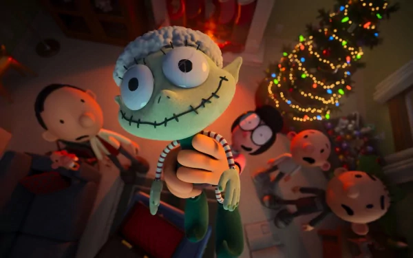 Diary of a Wimpy Kid Christmas Cabin Fever HD wallpaper featuring animated characters celebrating the holidays for desktop background.