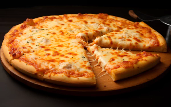 Delicious Cheese Pizza - 4K Ultra HD Wallpaper by QuantumCurator