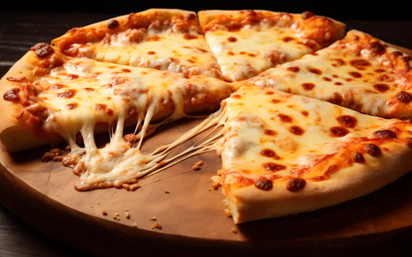 Delicious Cheese Pizza - 4K Ultra HD Wallpaper by QuantumCurator