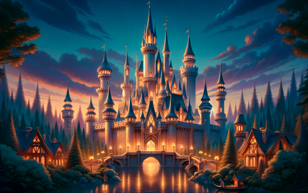 Enchanting HD wallpaper of Cinderella Castle at Walt Disney World during twilight, perfect for desktop backgrounds.