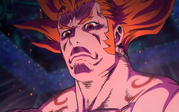 A vivid HD wallpaper featuring a muscular character from the anime Bucchigiri?!, showcasing intense expression and dynamic colors that capture the essence of the series.