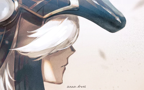 HD PC desktop wallpaper featuring Cyno from Genshin Impact in a side profile with detailed shading and a calm, muted background.