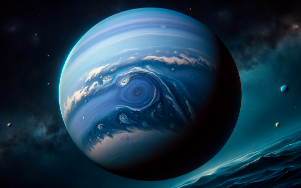 HD Wallpaper of Planet Neptune with Atmospheric Clouds in Space.