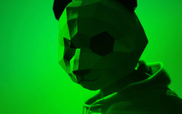 HD wallpaper featuring a stylized panda mask silhouette from The Finals video game set against a green background.