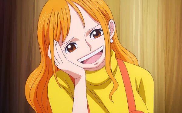 Nami from One Piece in HD desktop wallpaper background.