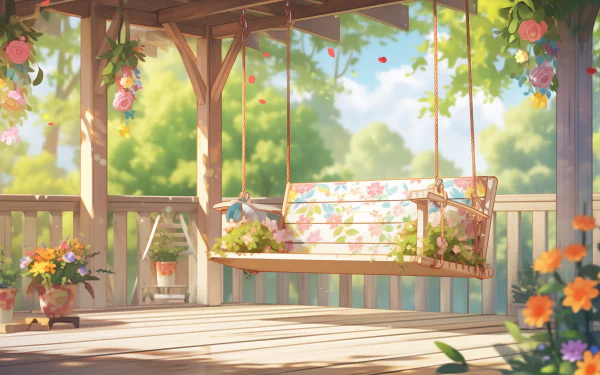 Anime bench Porch Swing garden swing HD Desktop Wallpaper | Background Image