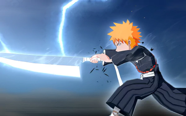 HD wallpaper of a Bleach: Brave Souls video game character wielding a sword with dynamic energy effects.