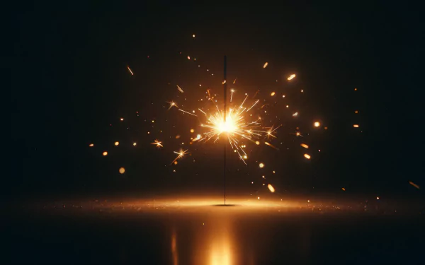 HD desktop wallpaper of a sparkler illuminating the darkness with its bright, scattered light and sparks.