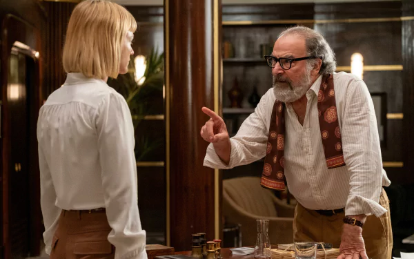 Intense conversation scene from a TV show featuring two characters, a perfect HD desktop wallpaper capturing drama and intricate details.