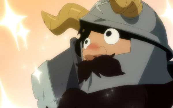 Anime character Senshi from Delicious in Dungeon, in armor with a determined expression, HD wallpaper.