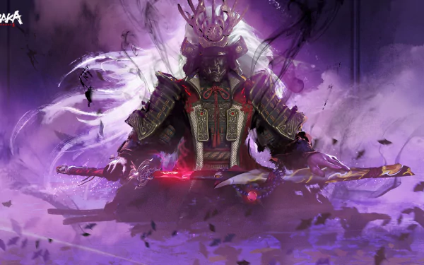 Naraka: Bladepoint samurai character in dynamic pose with glowing sword, HD wallpaper and background.