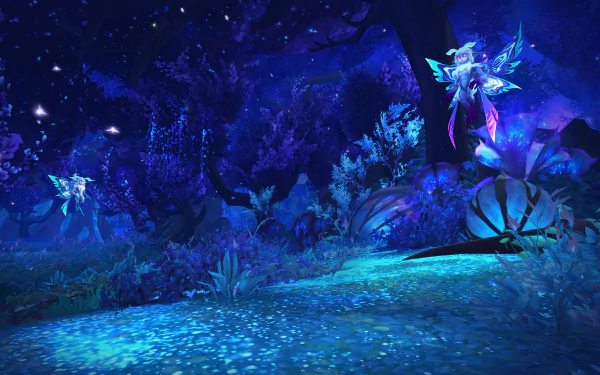 HD wallpaper of World of Warcraft: Shadowlands featuring mystical forest scene for desktop background.
