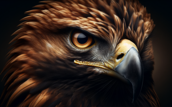 Close-up of a majestic golden eagle with piercing eyes, perfect for HD desktop wallpaper or background.