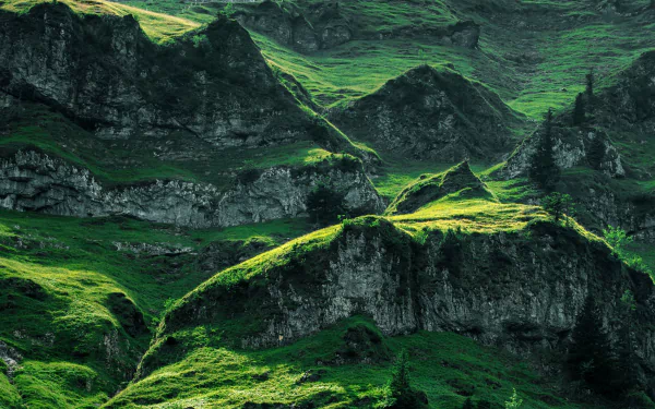  Landscape of Green, Rocky Hills by Aysha Bruggmann