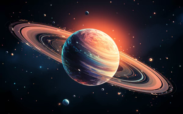 HD wallpaper of planet Saturn with prominent rings against a starry background for desktop.
