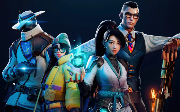 Valorant characters Sage, Cypher, and Killjoy posing confidently in an HD desktop wallpaper for the popular video game.