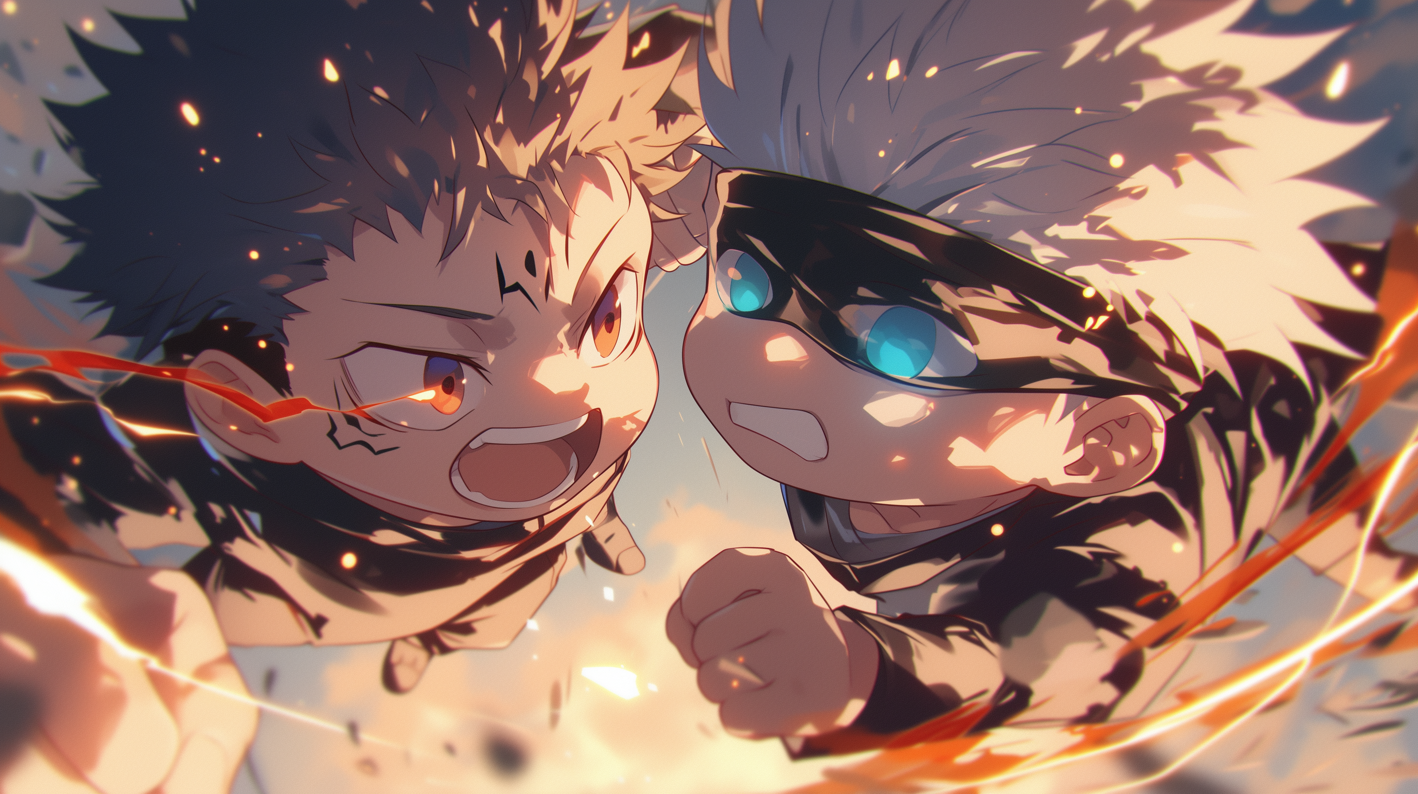 Chibi Gojo vs Sukuna HD Wallpaper - Jujutsu Kaisen Epic Battle by patrika