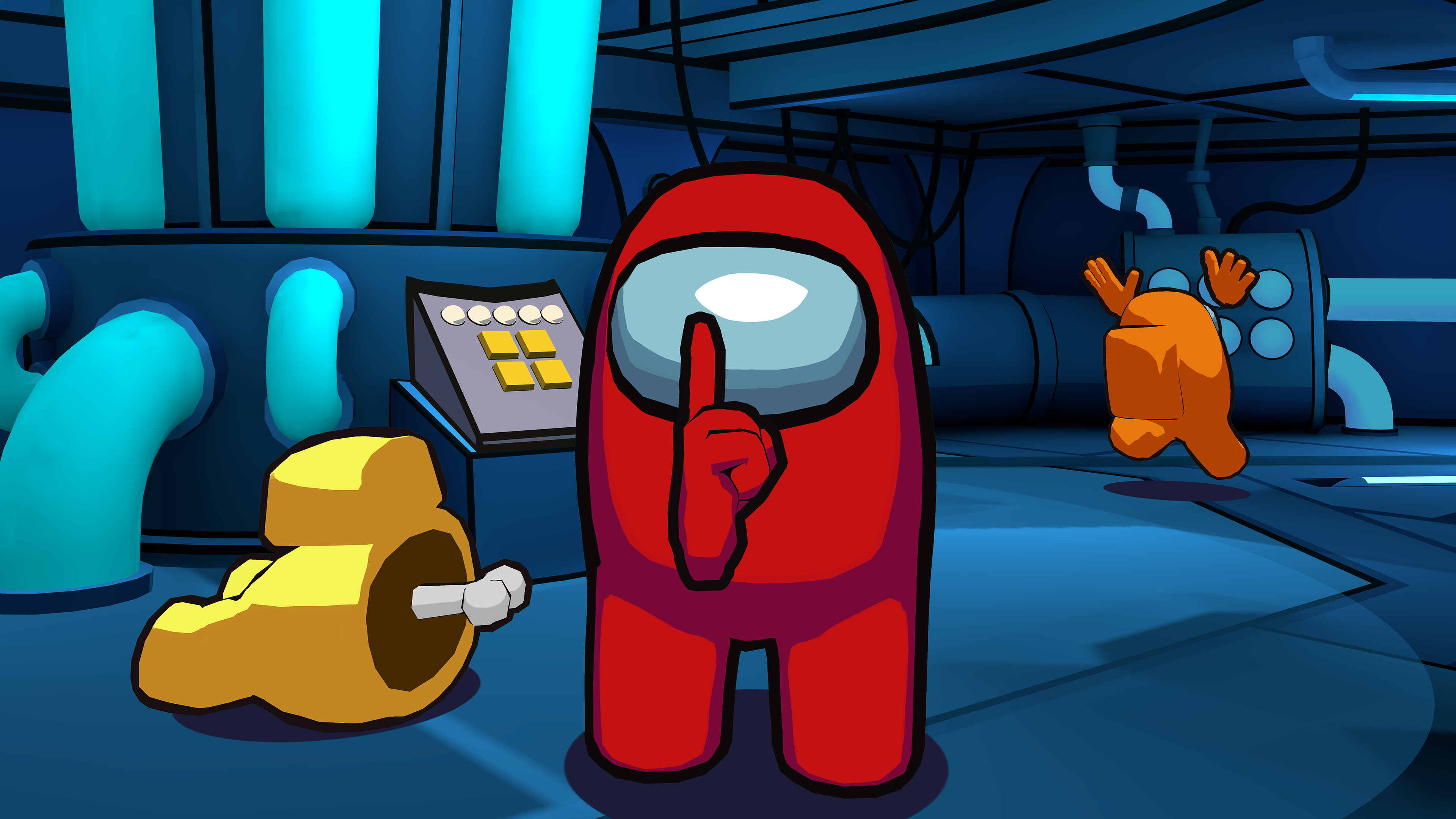 Among Us Game HD Wallpaper Crewmate And Impostor Encounter