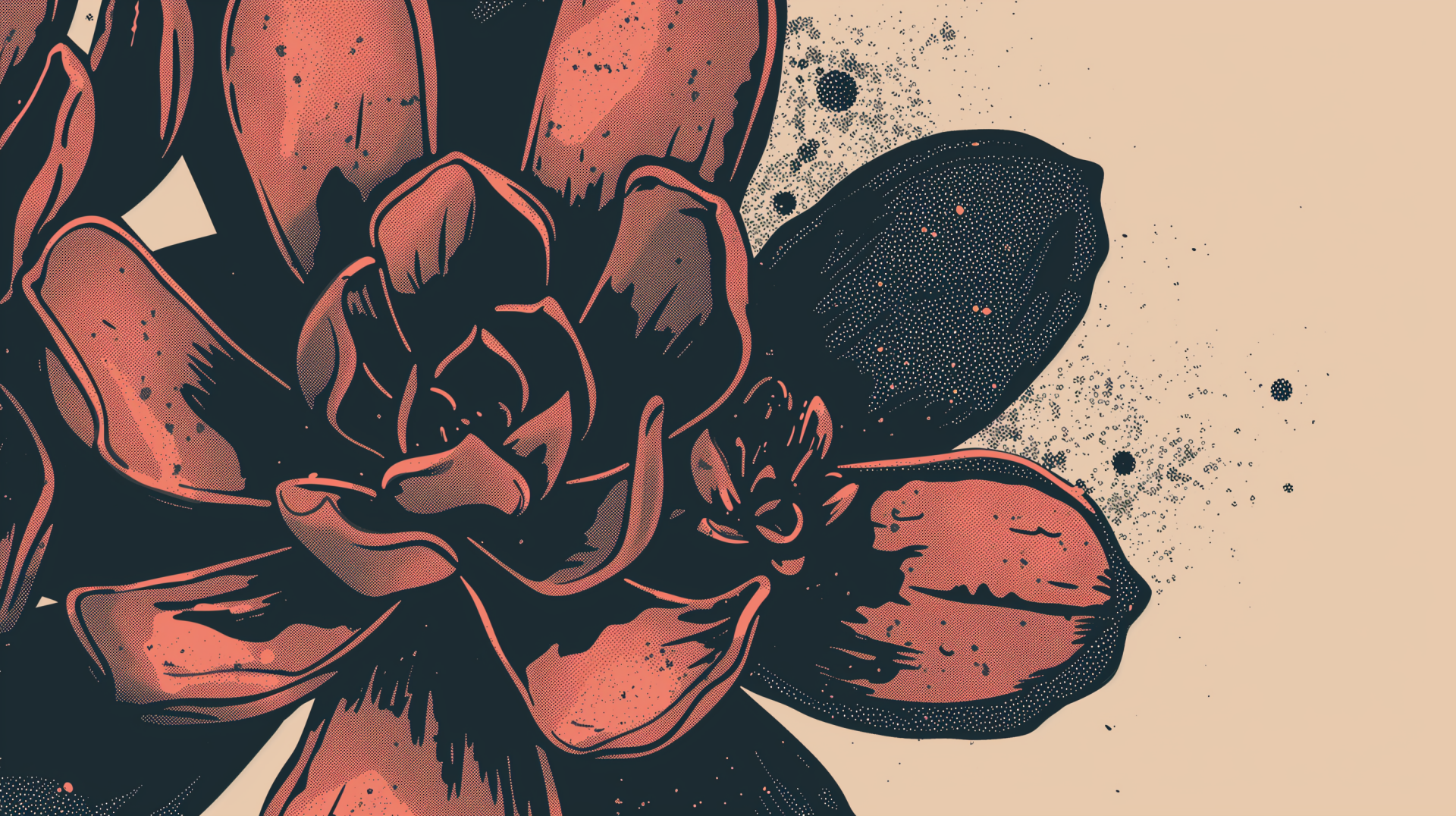 A striking illustration of a succulent plant, showcasing rich colors and intricate details, set against a textured background. This HD wallpaper offers an eye-catching nature-inspired design.