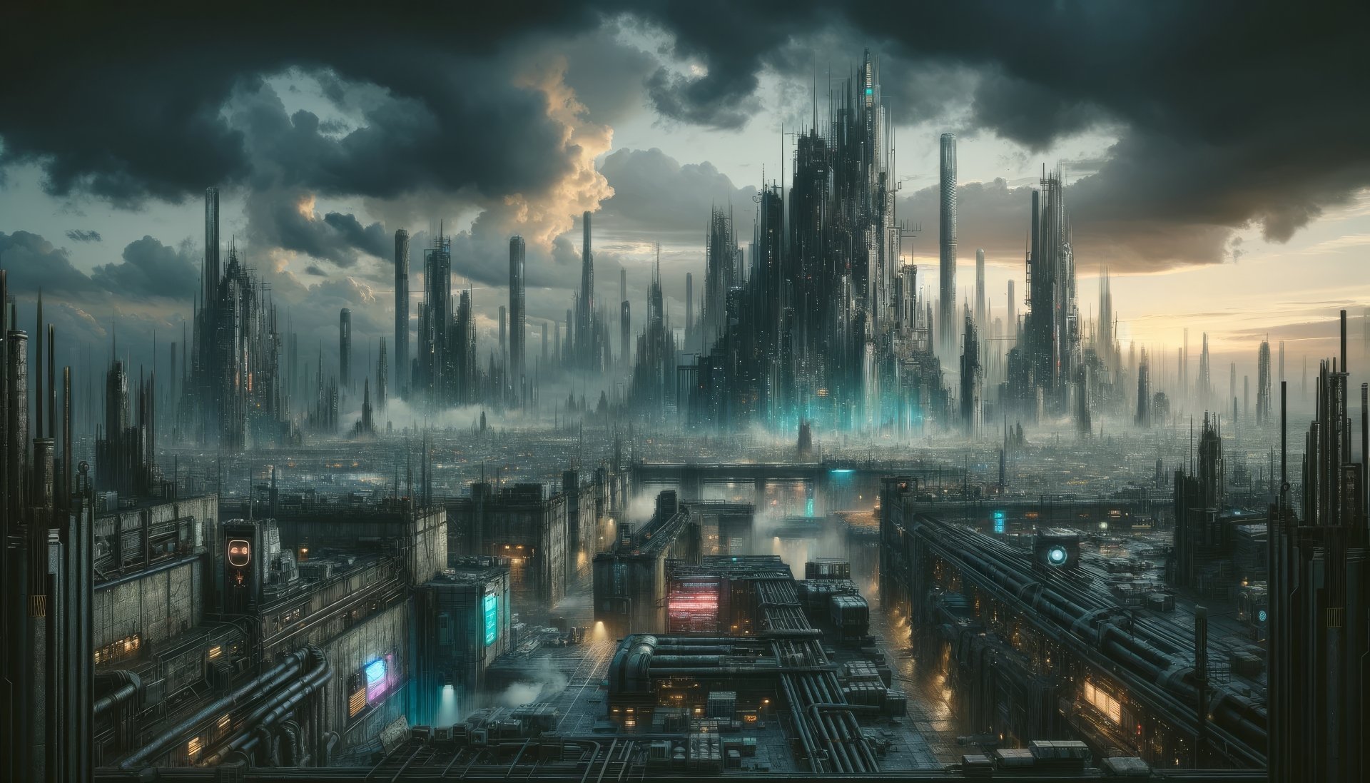 Dystopian Futuristic Cityscape HD Wallpaper by patrika