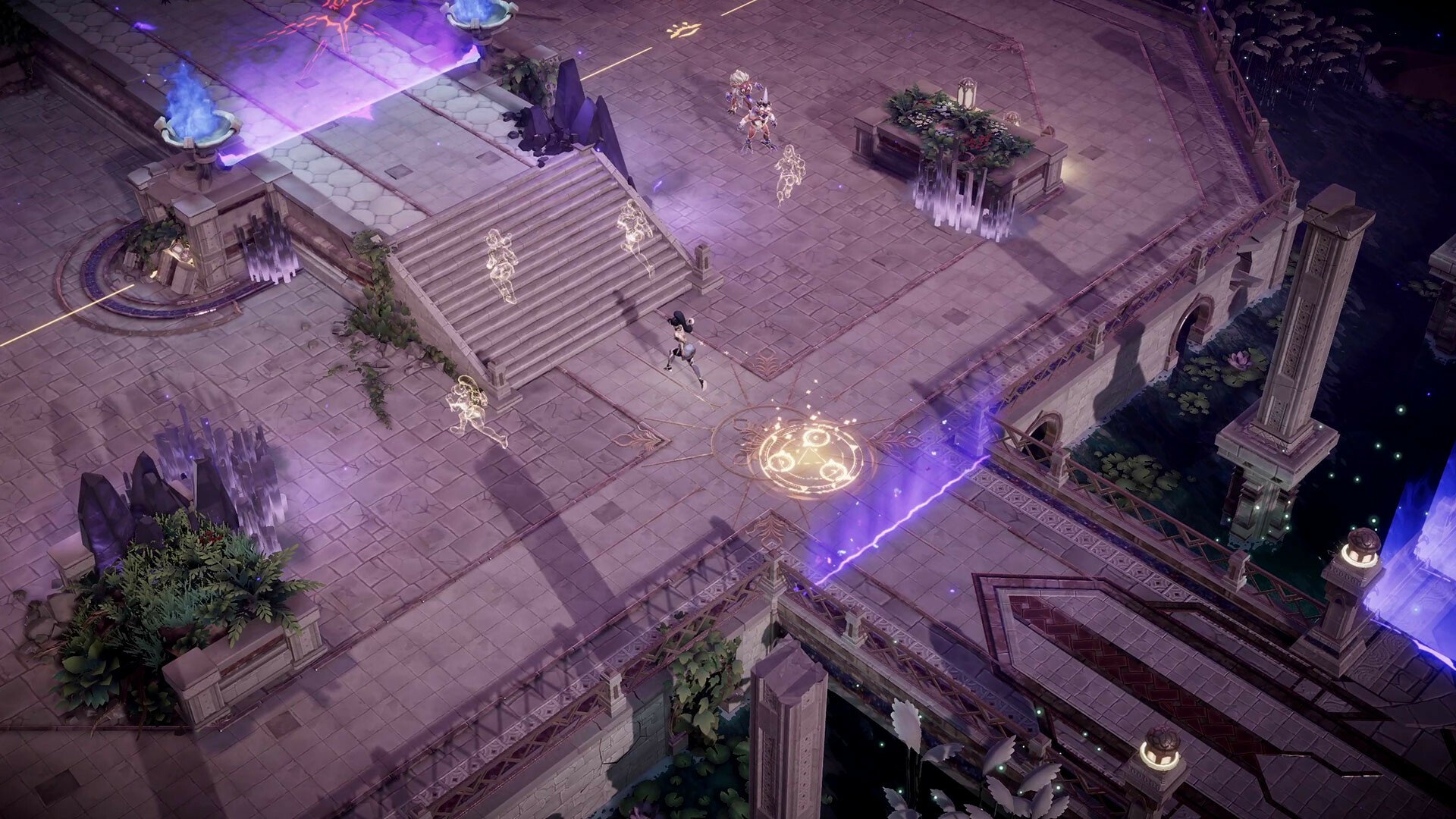 HD desktop wallpaper featuring a scene from Lysfanga: The Time Shift Warrior video game with magical elements and ancient architecture.