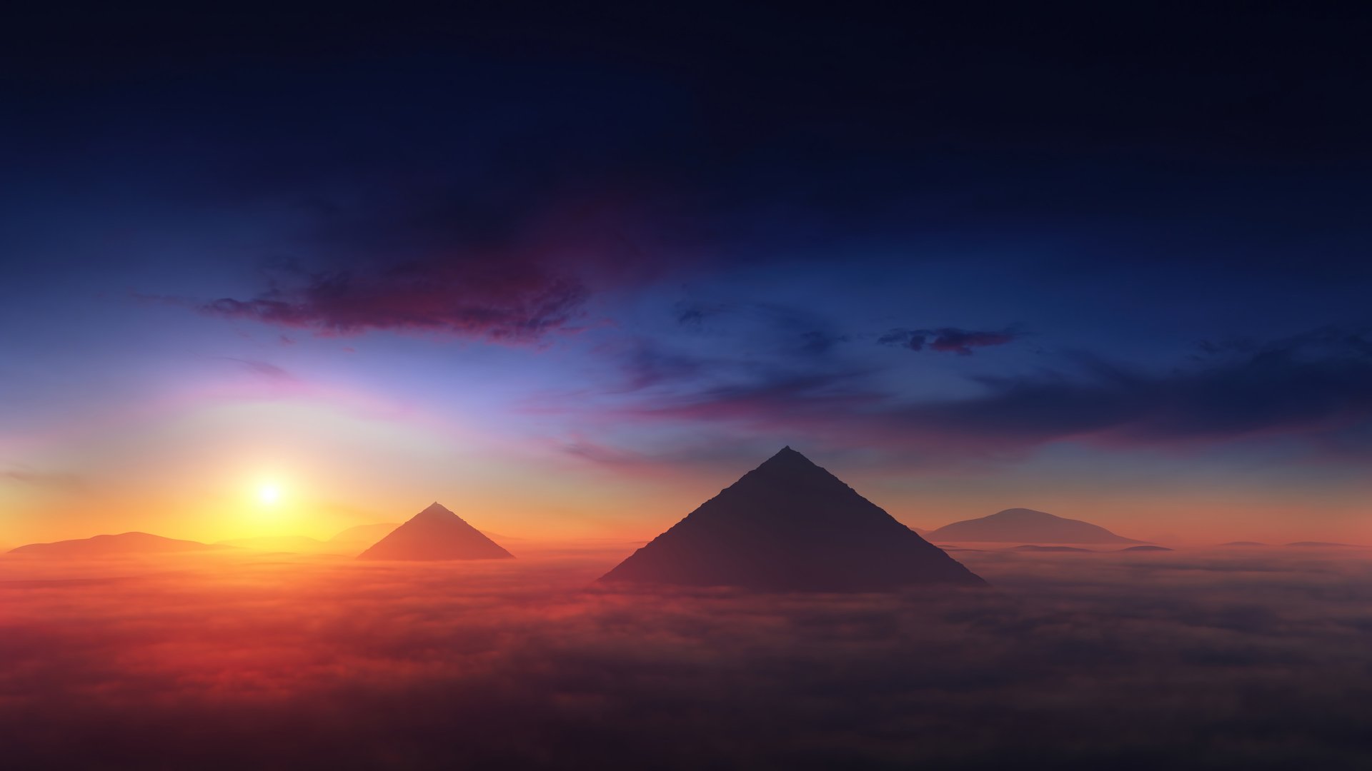 Download Pyramid Sky Cloud Sunset Landscape 4k Ultra HD Wallpaper